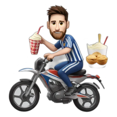 Messi eating ici cream in the bike  sticker