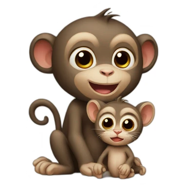 monkey and cat baby sticker