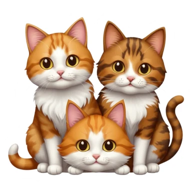 3 cats different colours including brown tabby and white, calico, and ginger and white sticker