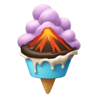 A volcano erupting ice cream sticker