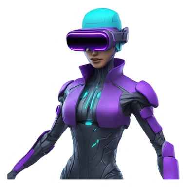 Secret humanoid agent in a futuristic hat with in Apple VR goggles headset code display on the goggles , cyberpunk, cyan and purple colors, only upper body portrait, front facing the camera  sticker