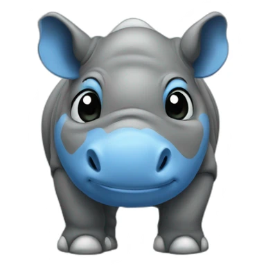 rhinocerous with tshirt black and blue sticker