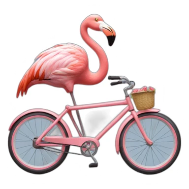 A flamingo riding a bike sticker