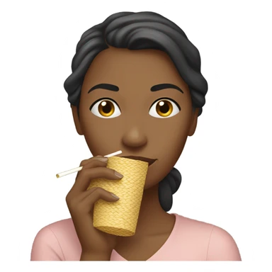 Lady sniffing straw sticker