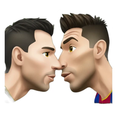 Realistic Leo Messi and realistic Cristiano Ronaldo kissing sticker