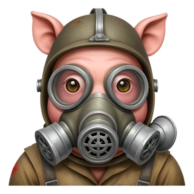 a pig in a Soviet gas mask sticker