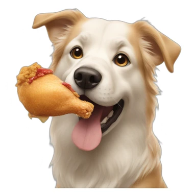 Dog eating chicken sticker
