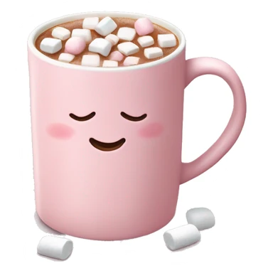 Light Pink mug of hot chocolate with marshmallows  sticker
