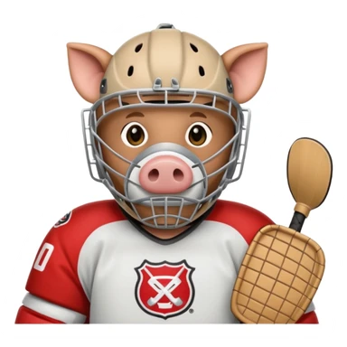 Pig wearing hockey goalie gear sticker