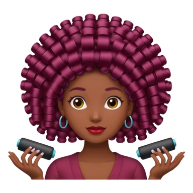 hair with burgundy hair rollers sticker