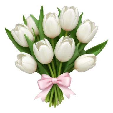 White tulips bouquet with light pink bow  sticker
