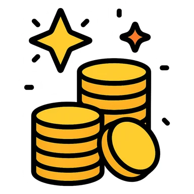 prize pool, pile of gold coins, sparkling, festive icon sticker