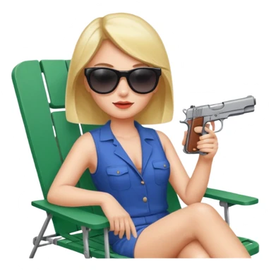 lady in a lawn chair with a gun sticker