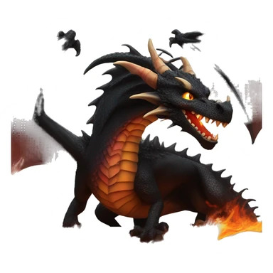 Black dragon with fire from mouth creating a beautiful scene sticker