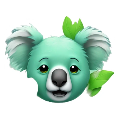 neon green koala crying and depressed with green leafs sticker