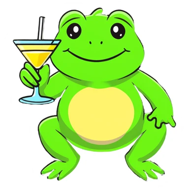 happy frog with a cocktail sticker