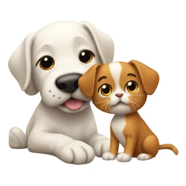 Dog playing with a cat  sticker