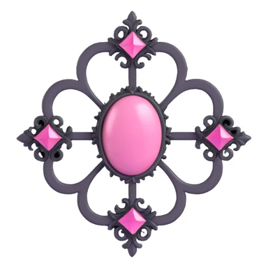 minimal 3D gothic brooch with pink accent, simple and elegant sticker