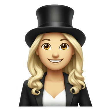 smiling girl white skin, in top hat sticker