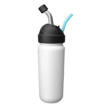 Black reusable metal water bottle with straw sticker