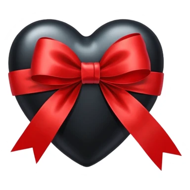 black heart with a red bow wrapped around sticker