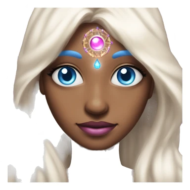 magical diva with pink andromedan skin long hair and blue eyes glowing third eye sticker