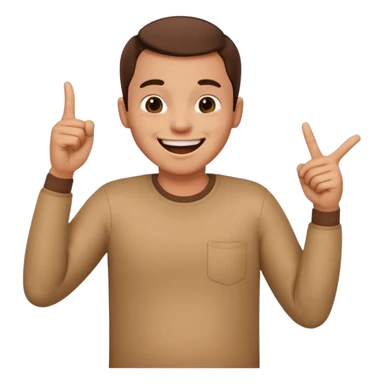 A person laughing with one hand pointing straight and one hand on his stomach sticker