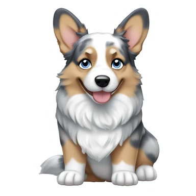 Blue Merle corgi with one blue eye full body sticker