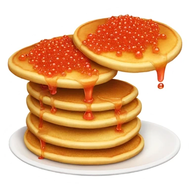 Pancake with red caviar sticker