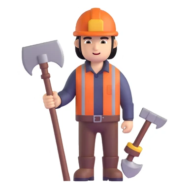 miner with helmet and pickaxe sticker