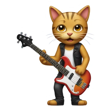 cool cat playing a bass guitar sticker