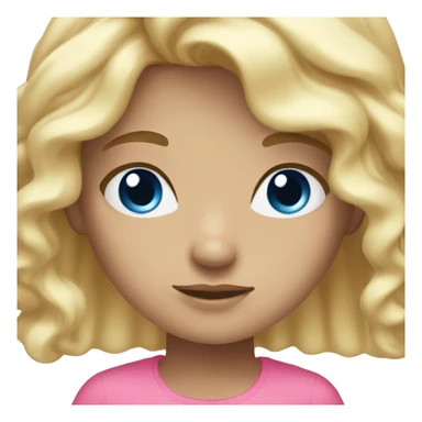 Girl blond hair, blue eyes and sweat pink sticker