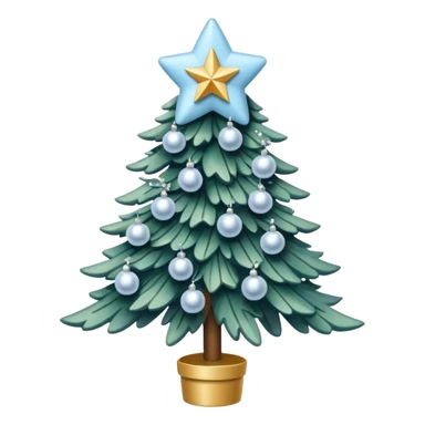 pastel blue pearls and bows christmas tree and white star sticker