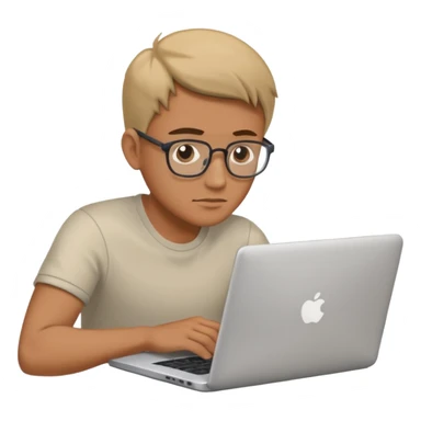 man work to laptop sticker