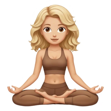 White girl with wavy blonde hair doing yoga brown set sticker