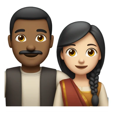 Couple hugging and embracing each other, Indian man with black hair and moustache, white woman with blue eyes and brown hair  sticker