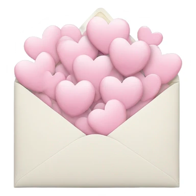 White Romantic enveloppe and pink pastel hearts sticker