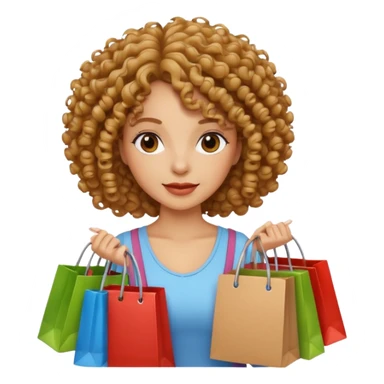 woman with curly hair shopping sticker