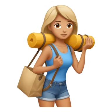 woman carrying something heavy on her back sticker