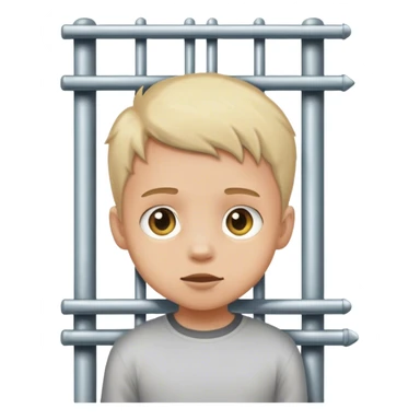 boy looking through the gate' bars sticker