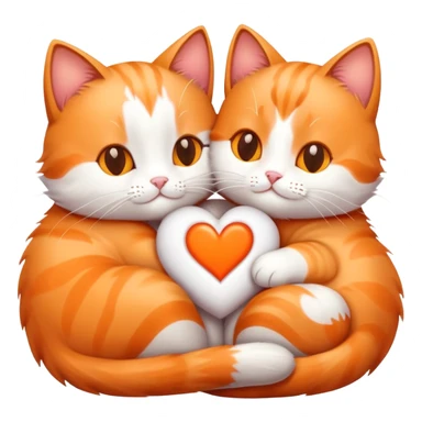 Cats snuggling together with hearts  sticker