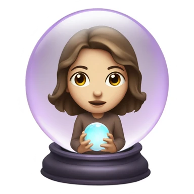 Psychic girl with brown hair looking into crystal ball  sticker