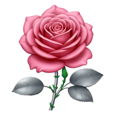 gray metal chrome rose, without green leaves, just flower sticker