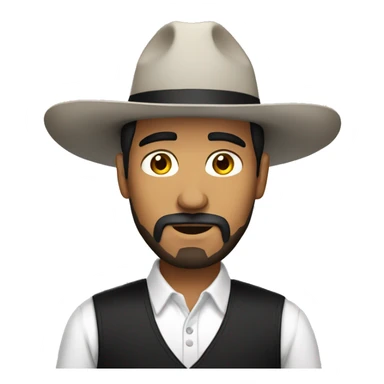 Mexican man with beard face with black hat white dress shirt sticker