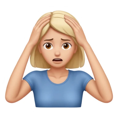 scared woman with her hands on her head, different pose sticker