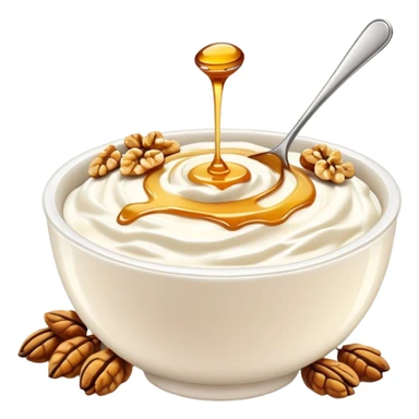 Bowl of Greek yogurt with drizzled honey and walnuts  sticker