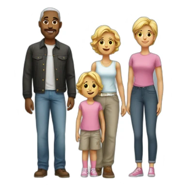 2 grand garcon et 1 fille et parents sticker