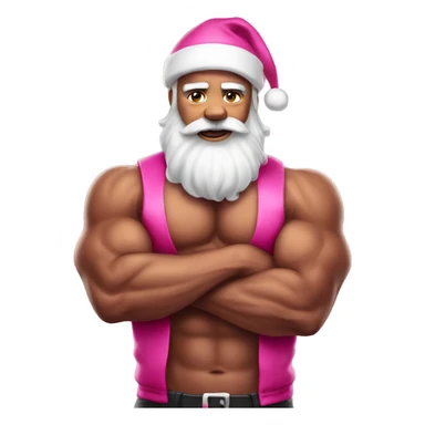 Muscular santa themed solo male portrait pink sticker