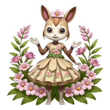 Cute Romantic Realistic  Floral Meloetta-Palkia-Digimon-Pokémon-Fakémon-hybrid-fusion, full body sticker