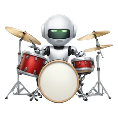 cute robot plays the drum set sticker